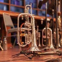 Eine Trompete auf dem Boden